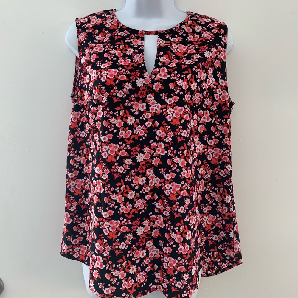 Jones New York Collection Floral Keyhole Blouse